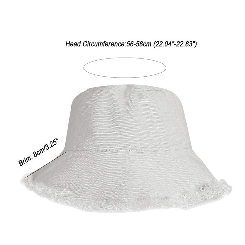 Pogah Bucket-Hat-Distressed Washed-Cotton Summer-Sun-Hat Solid Wide Brim Fisherman Cap (Size: 7 1/8) - Image 3